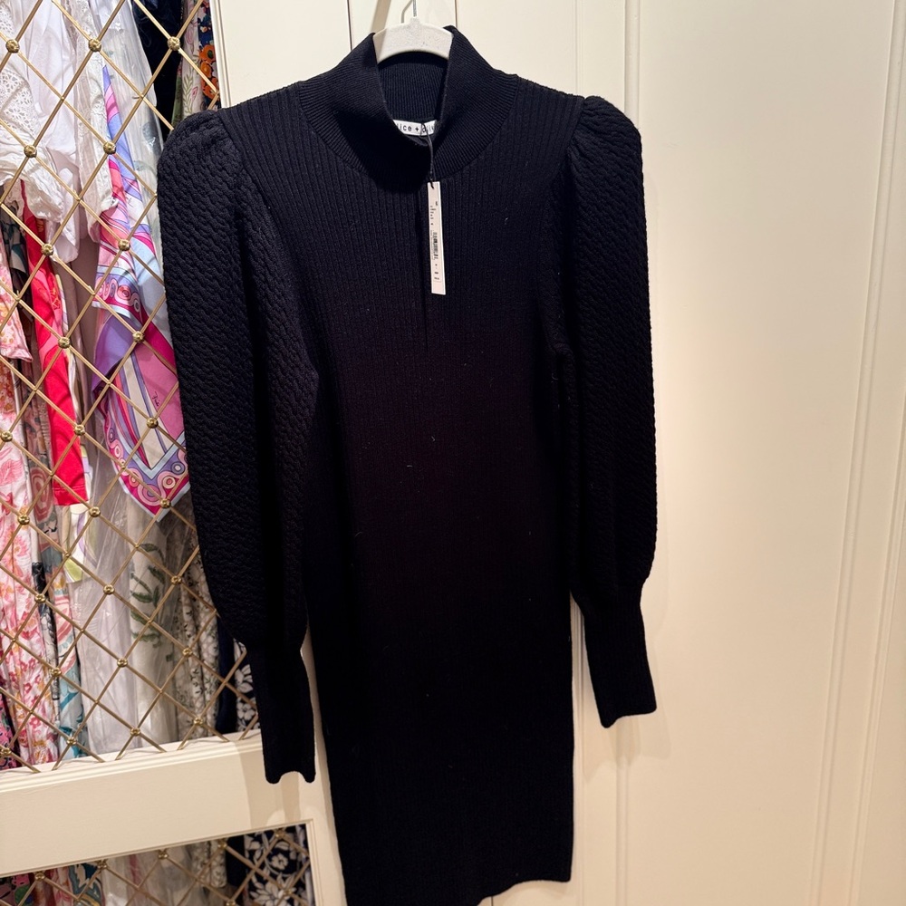 Alice + Olivia Black Long Sleeve Dress